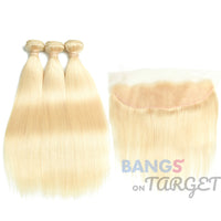 613 Honey Color 3 Bundles With Frontal Brazilian-Straight - Bangsontarget
