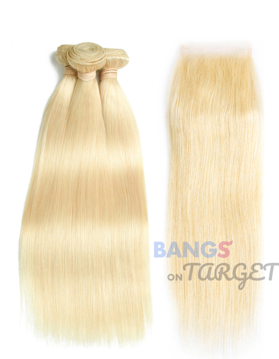 613 Honey Color 3 Bundles With Frontal Brazilian-Straight - Bangsontarget