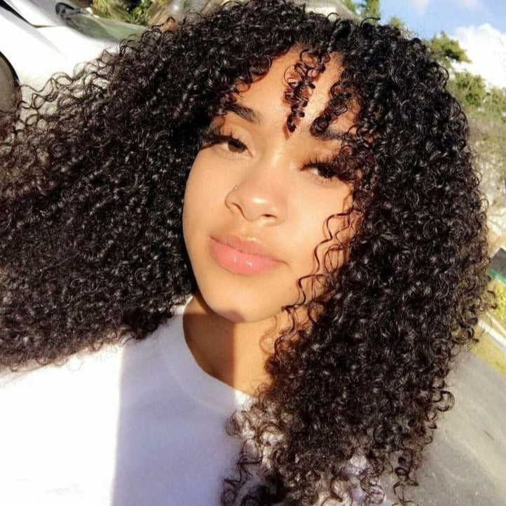 4x4 Lace Closure Kinky Curly Human Hair Wigs - Bangsontarget