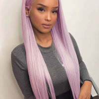 Purple Color Straight Lace Front Wigs - Bangsontarget