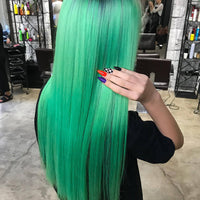Ombre 1BGreen Straight Lace Front Wigs - Bangsontarget