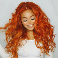 Ginger Color Glueless 13x4 Lace Frontal Wigs Human Hair - Bangsontarget