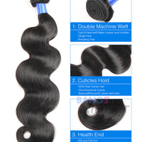 Brazilian Virgin Hair 3 Bundles With Closure Body Wave - Bangsontarget