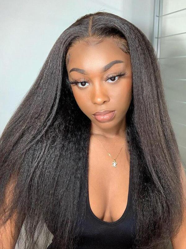 5x5 Lace Closure Kinky Straight Human Hair Wigs - Bangsontarget