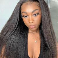 5x5 Lace Closure Kinky Straight Human Hair Wigs - Bangsontarget