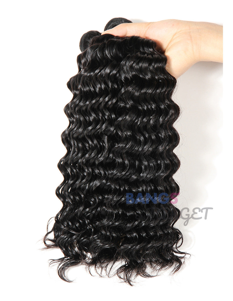 Brazilian Virgin Hair 3 Bundles With Closure Deep Wave - Bangsontarget