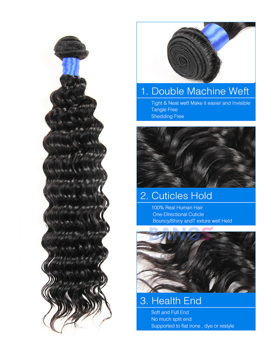 Brazilian Virgin Hair 3 Bundles With Closure Deep Wave - Bangsontarget