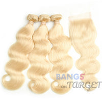 #613 Hair 3 Bundles With Closure-Body Wave - Bangsontarget