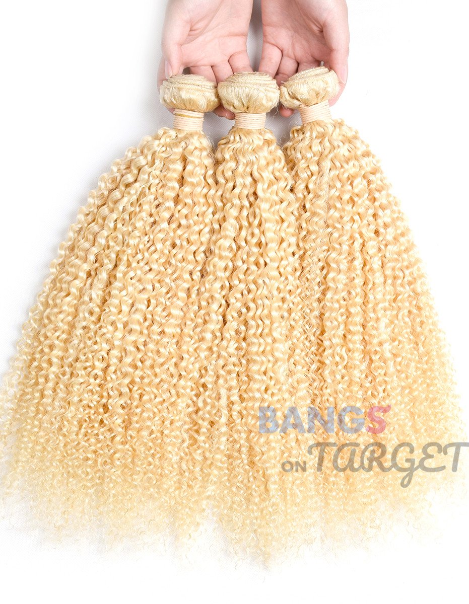 613 Honey Color 3 Bundles With Frontal Brazilian-Kinky Curly - Bangsontarget