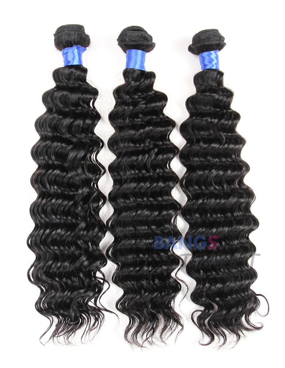 Brazilian Virgin Hair 3 Bundles With Closure Deep Wave - Bangsontarget