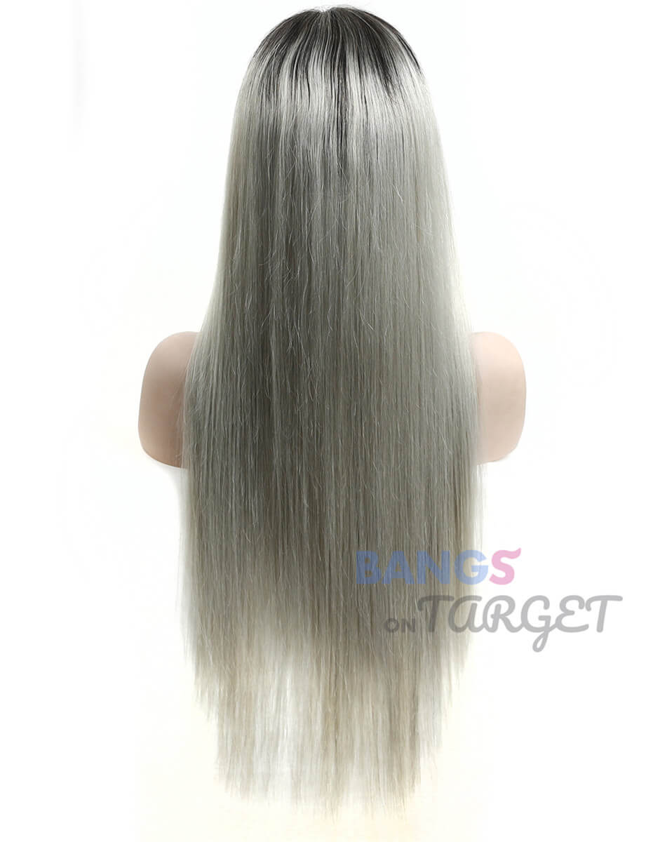 Ombre 1BGrey Straight Lace Front Wigs - Bangsontarget