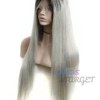 Ombre 1BGrey Straight Lace Front Wigs - Bangsontarget