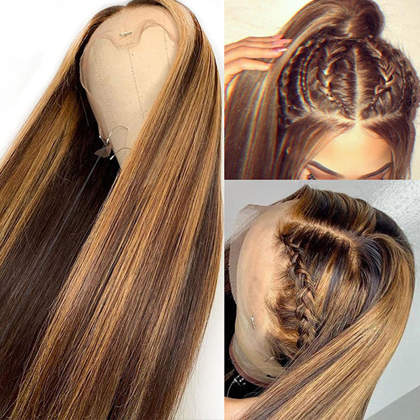 Bangsontarget Lace Front Wigs Straight 13×1 Ombre P4/27 Wig
