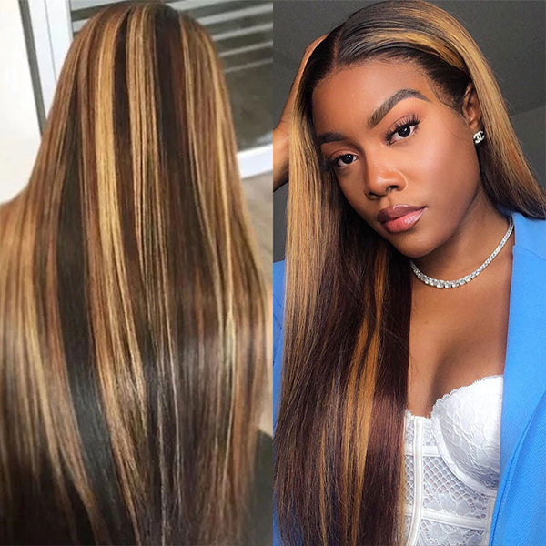 Bangsontarget Lace Front Wigs Straight 13×1 Ombre P4/27 Wig