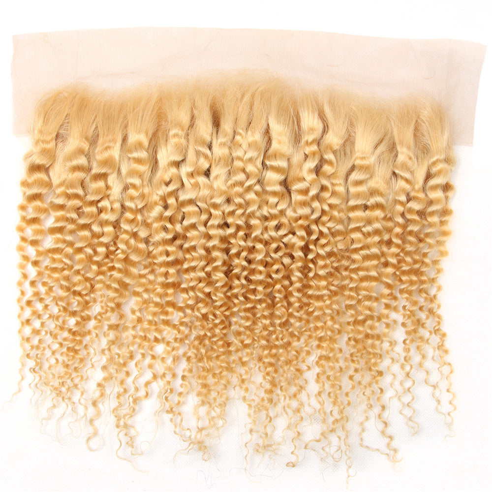613 Honey Color 3 Bundles With Frontal Brazilian-Kinky Curly - Bangsontarget