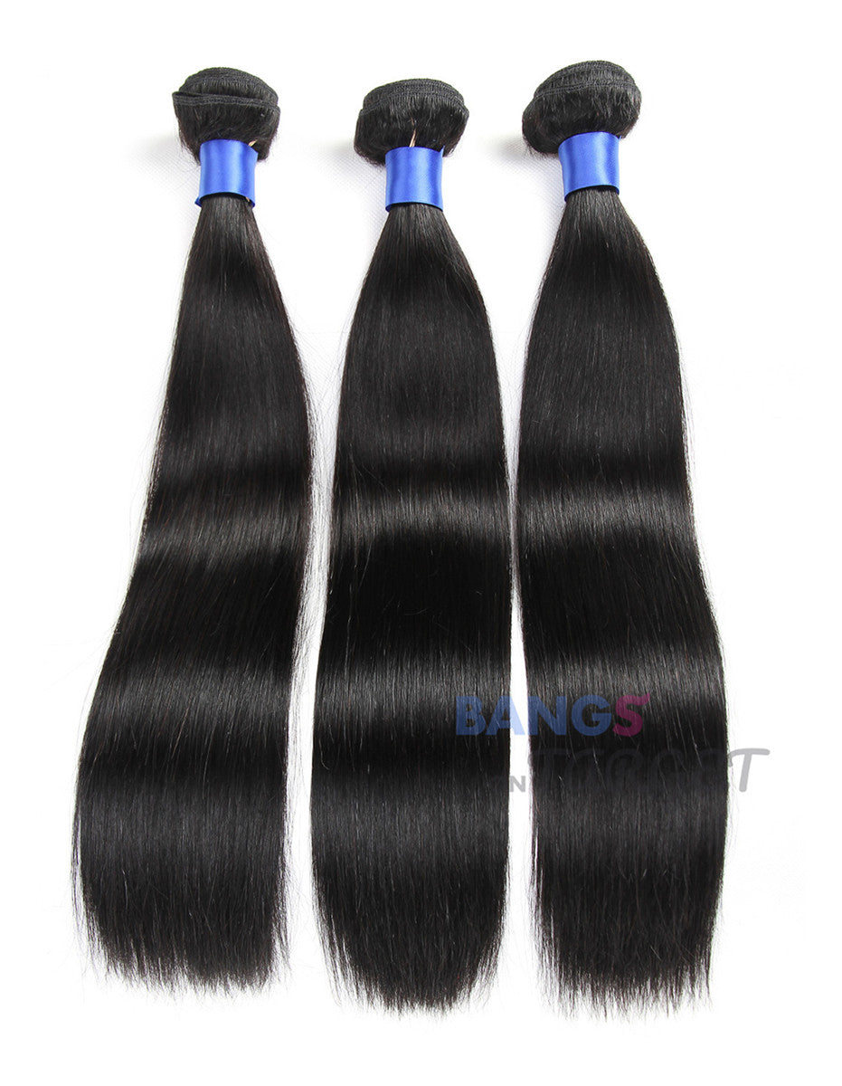 Brazilian Virgin Hair 3 Bundles With Closure Straight - Bangsontarget
