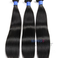 Brazilian Virgin Hair 3 Bundles With Closure Straight - Bangsontarget