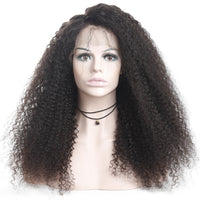 Indian Virgin Hair  Kinky Curly Lace Front Wig 13x4 Hand Tied 150% Density