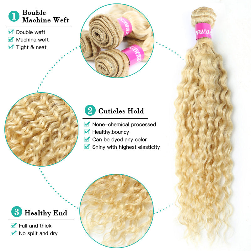 #613 Hair 3 Bundles With Closure-Kinky Curly - Bangsontarget