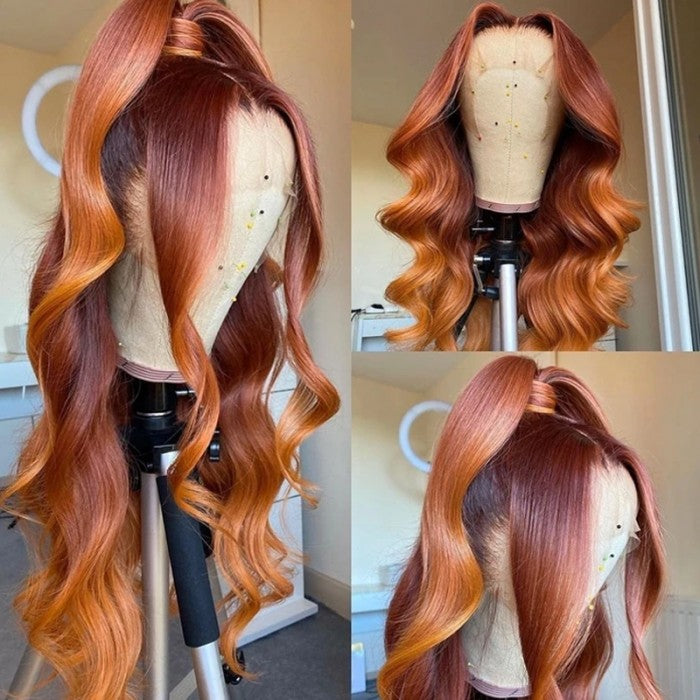 Mix Color Straight 13x4 Lace Front Human Hair Wig for Women - Bangsontarget