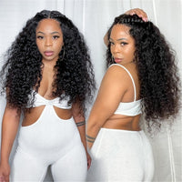 Lace Front Wigs Deep Curly Wave Wig With Natural Black Real Hair Wigs