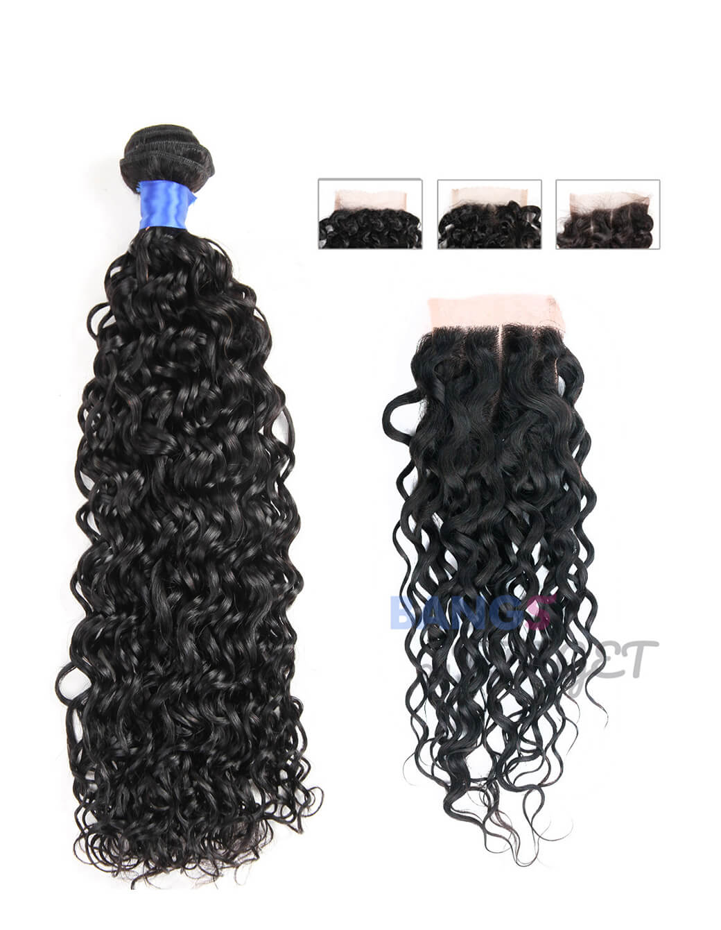 4 Bundles With Closure Brazilian Virgin Hair-Water Wave - Bangsontarget