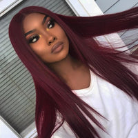 burgundy 99J Lace Front Straight Wig Brazilian Virgin Human Hair - Bangsontarget