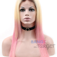 Pink Blonde Mixed Color Lace Front Wigs Human Hair - Bangsontarget