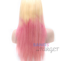 Pink Blonde Mixed Color Lace Front Wigs Human Hair - Bangsontarget
