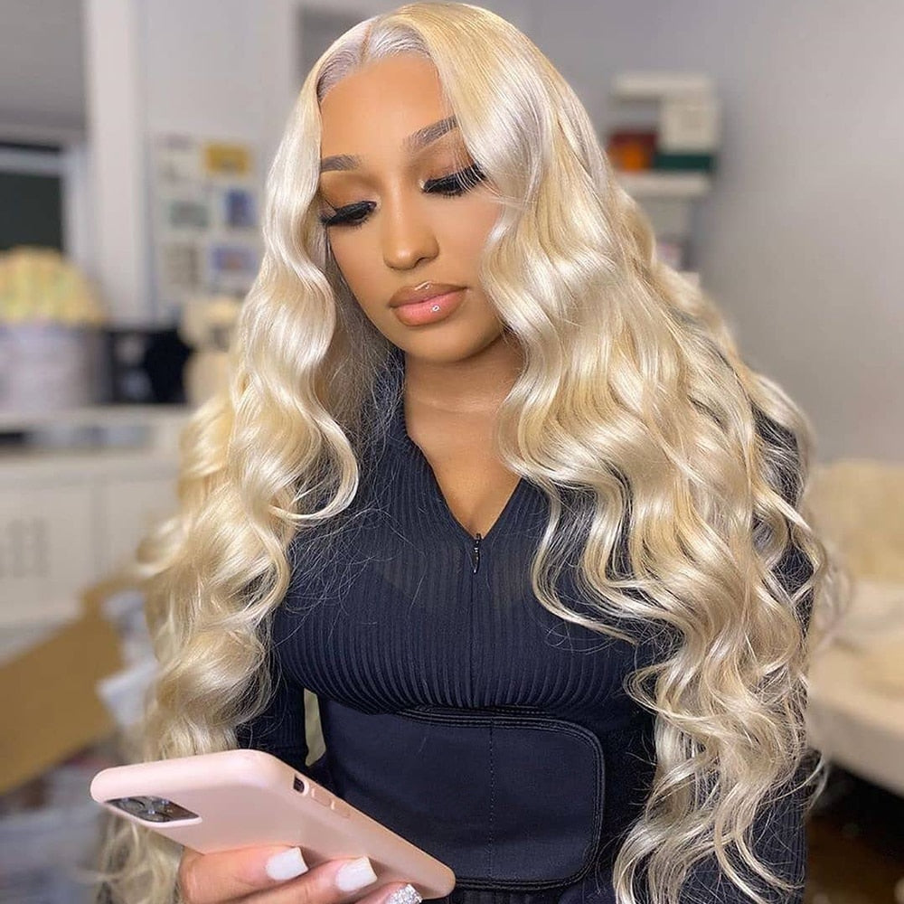 613 Blonde Body Wave Human Hair 13x4 Lace Front Wigs 150% Density - Bangsontarget