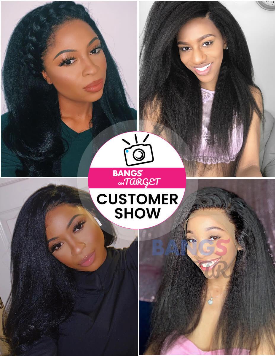 Indian Virgin Hair 13x6 Lace Frontal Wigs Kinky Straight Density 180% - Bangsontarget