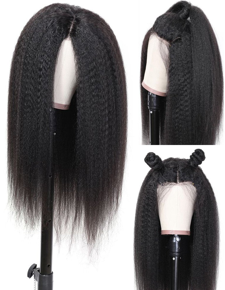 Kinky Straight 13x4 Lace Front Human Hair Wigs Density 180% - Bangsontarget