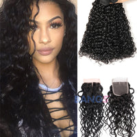 Brazilian Virgin Hair 3 Bundles With Closure Water Wave - Bangsontarget
