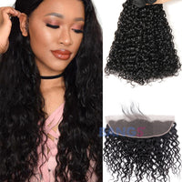3 Bundles With Frontal Brazilian Virgin Hair-Water Wave - Bangsontarget