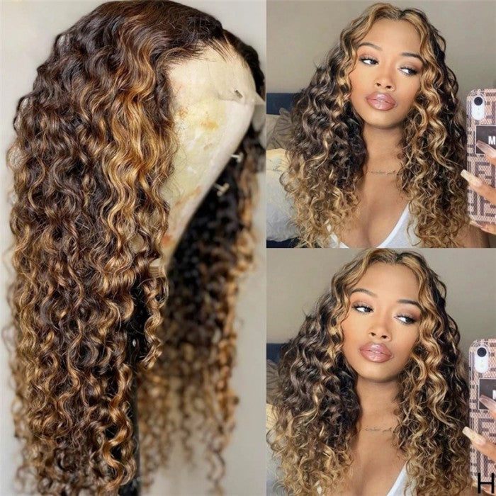 Blonde curly human hotsell hair lace front wigs