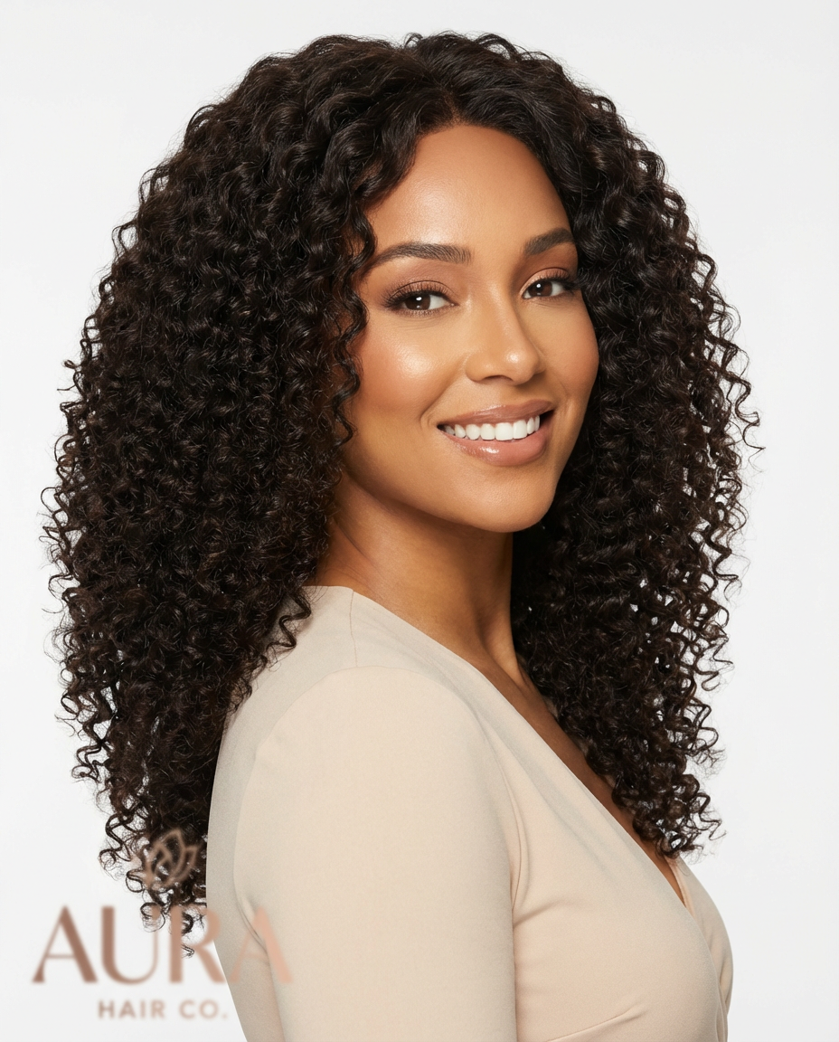 Raw Burmese Curly Lace Front Wig Human Hair | 13x4 HD Transparent Lace | Glueless | Pre-Plucked | 180% Density | Natural 3C Curl Pattern