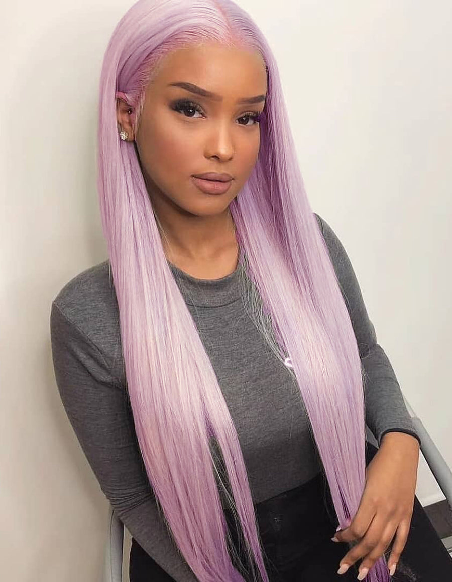 Purple Color Straight Lace Front Wigs - Bangsontarget