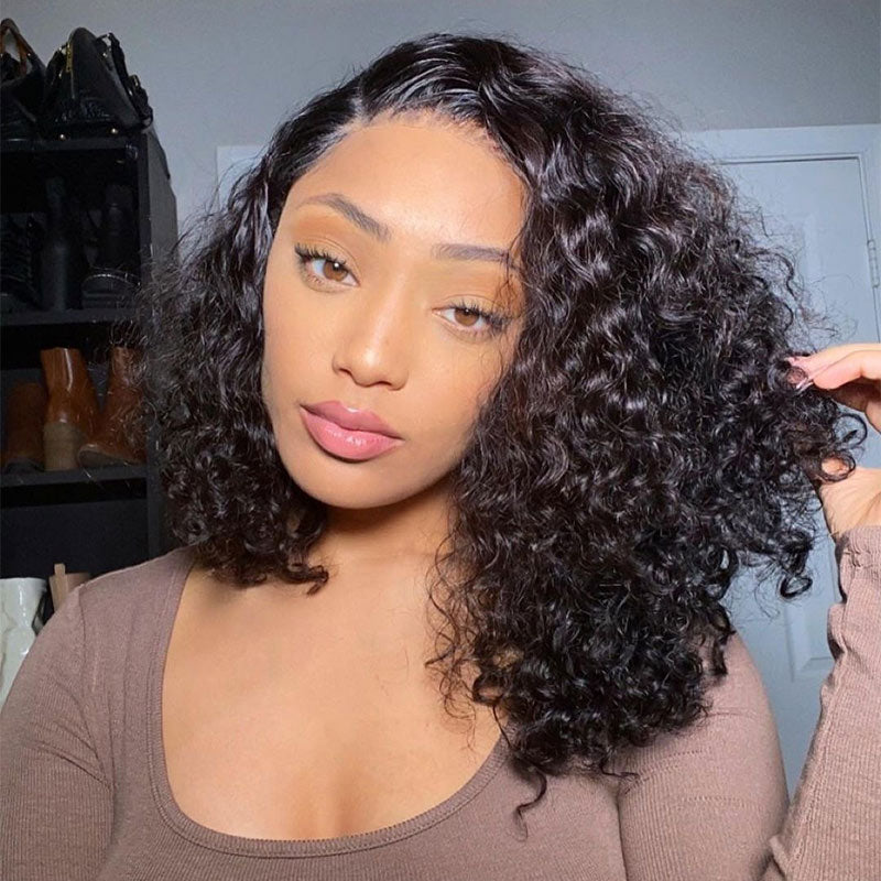 Water Wave Wigs BOB Lace Front Wigs Brazilian Virgin Hair 4*4 Wigs