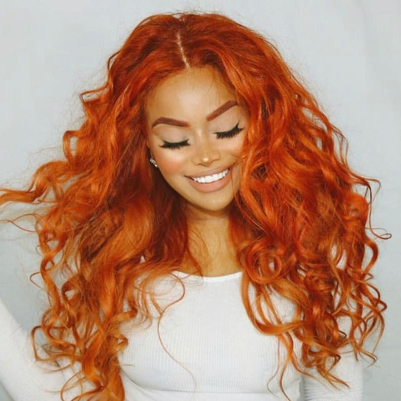 Ginger Color Glueless 13x4 Lace Frontal Wigs Human Hair - Bangsontarget