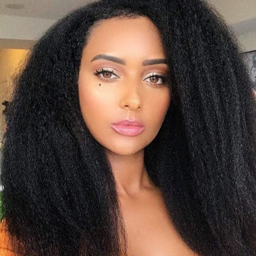 5x5 Lace Closure Kinky Straight Human Hair Wigs - Bangsontarget