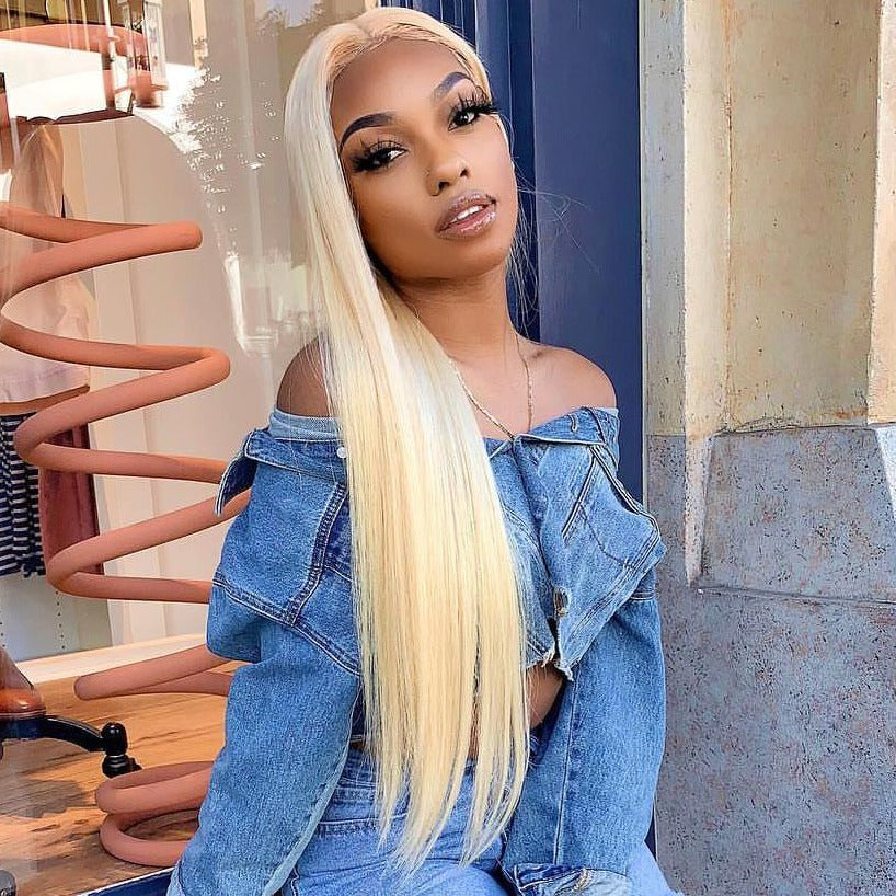 13x6 Malaysian Virgin Hair Lace Front Wig 613 Honey Blonde Color - Bangsontarget