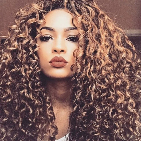 Brazilian HD Lace Front Human Hair Wigs P4/27 Color Deep Curly - Bangsontarget