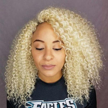 Kinky Curly Wig 613 Honey Blonde 13*4 lace front Wigs - Bangsontarget