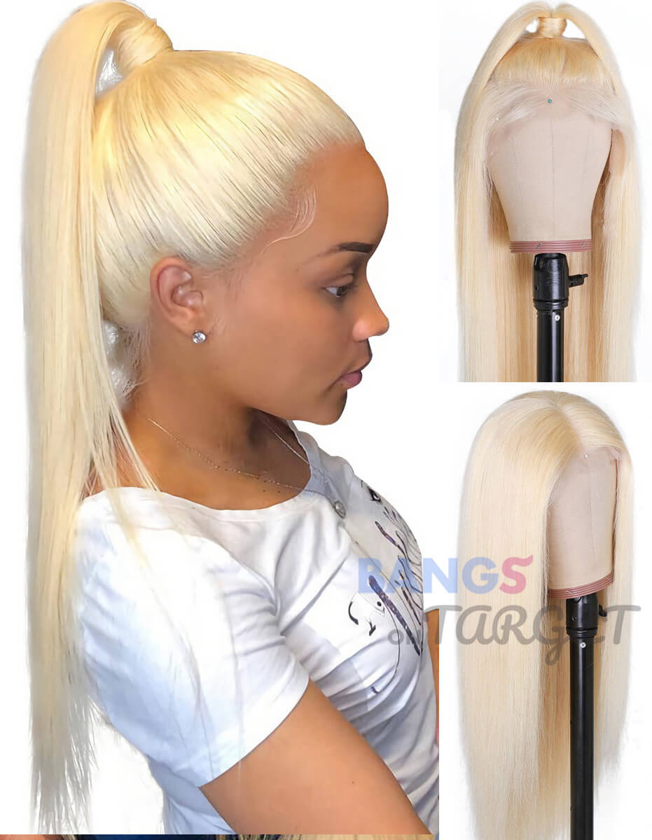 13x4 Lace Wigs 613 blonde Straight Human Hair With Baby Hair Malaysian Virgin Hair - Bangsontarget