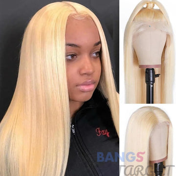 613 13x6 Lace Straight Human Hair With Baby Hair For Black Women Blonde Color - Bangsontarget