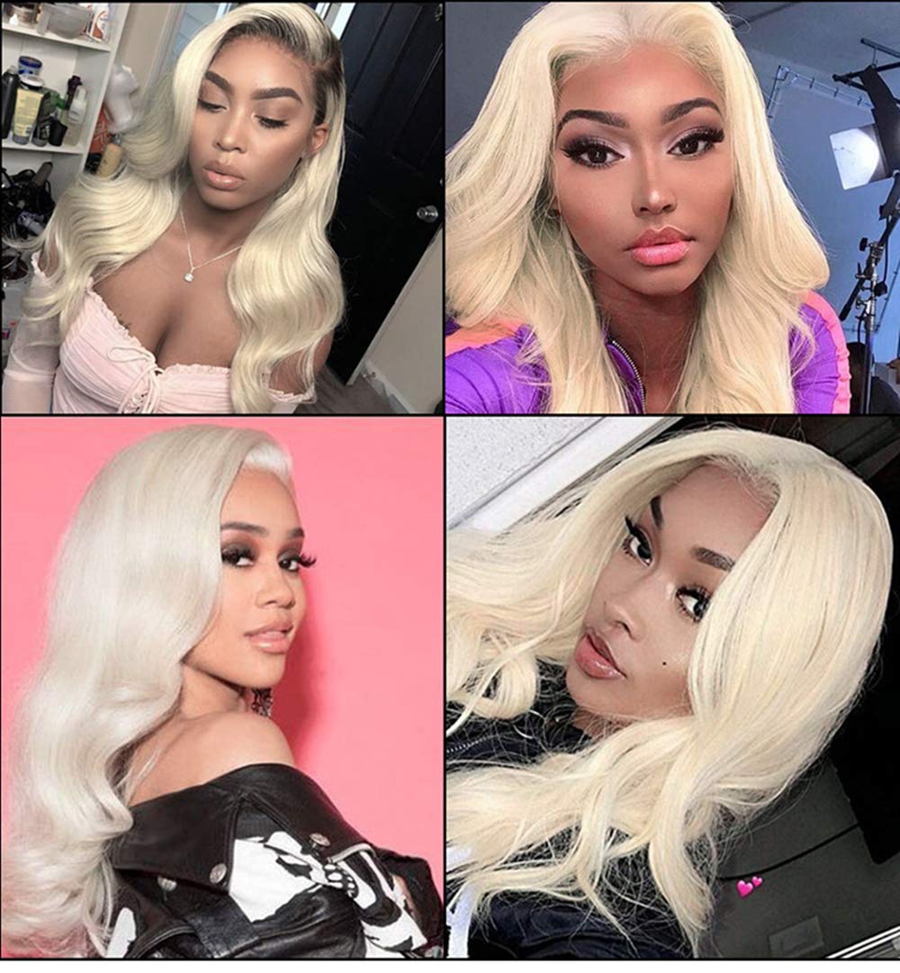 613 Blonde Human Hair 3 Bundles with Brazilian Body Wave with Baby Hair Frontal - Bangsontarget