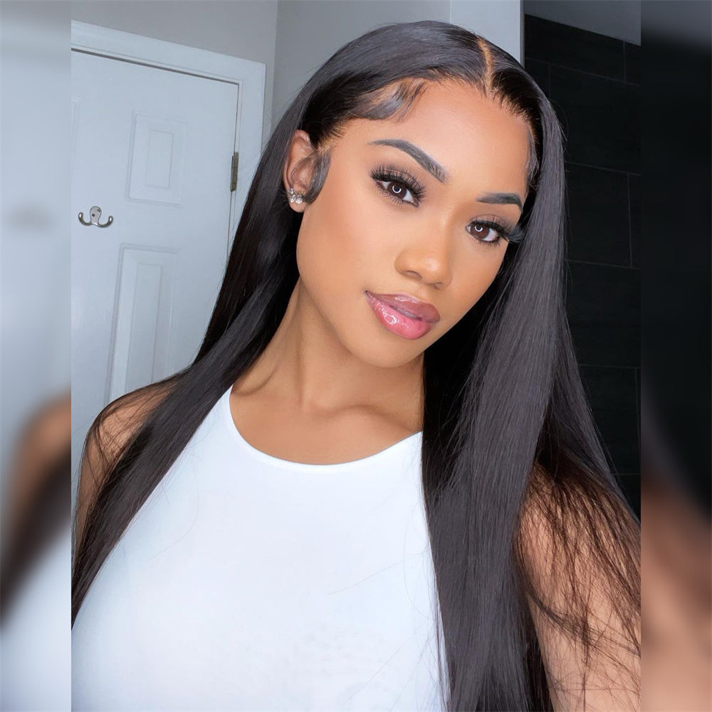 4x4 Lace Closure Straight Human Hair Wigs - Bangsontarget