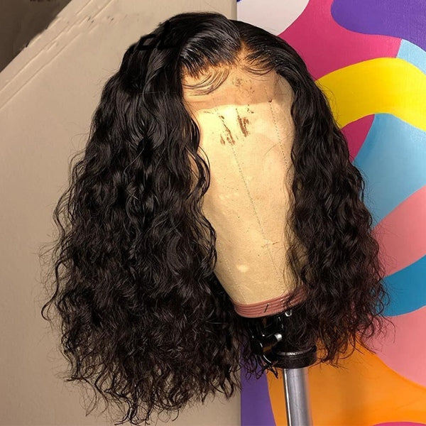 Water Wave Wigs BOB Lace Front Wigs Brazilian Virgin Hair 4*4 Wigs