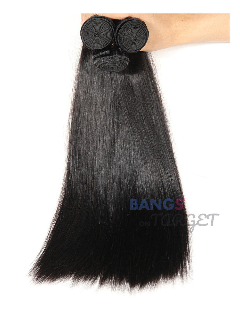 3 Bundles With Frontal Brazilian Virgin Hair-Straight - Bangsontarget