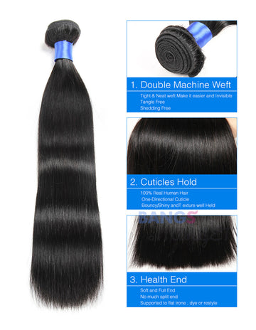 3 Bundles With Frontal Brazilian Virgin Hair-Straight - Bangsontarget